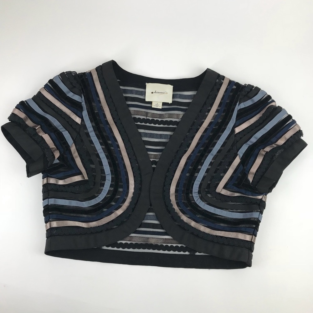 Anthropologie Elevenses Sheer/Ribbon Bolero Shrug